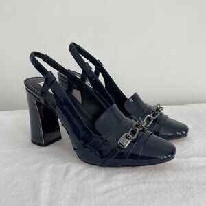 New Classic KL Paris Navy Blue Patent Leather Size 7.5